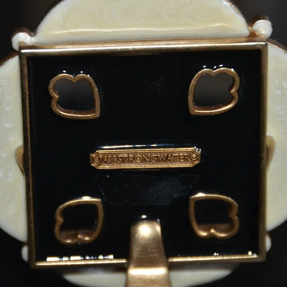 RARE RETIRED JAY STRONGWATER WARNER BLACK PAVE DIAMOND LACE CRYSTAL ENAMEL FRAME